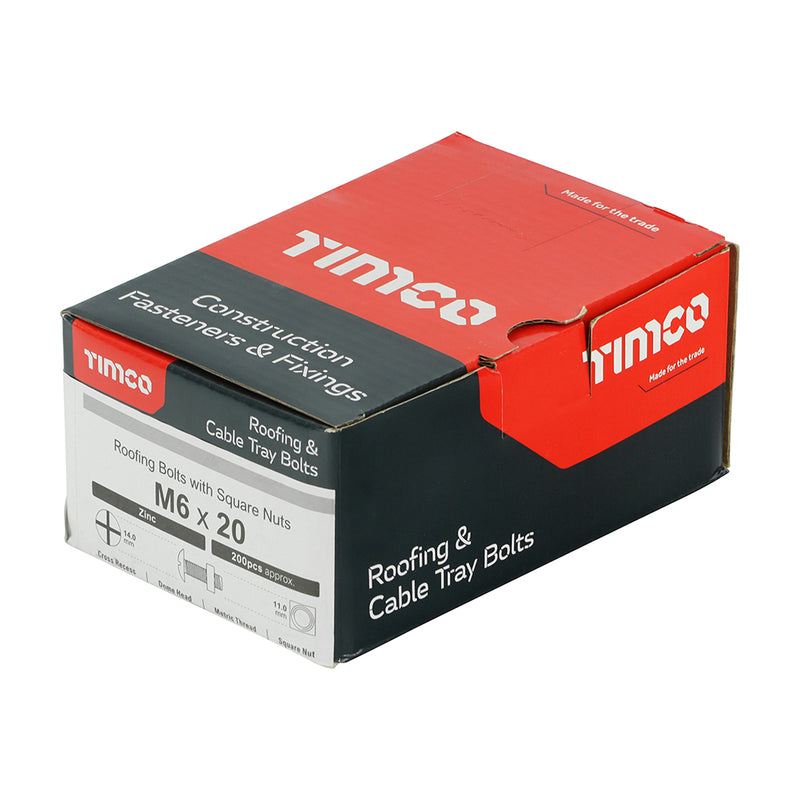 Timco | Roofing Bolt & Sq Nut M6 x 20