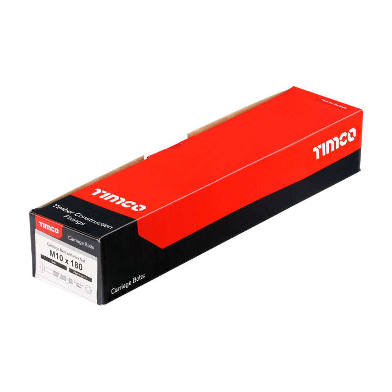 Timco | M10 x 180 Carriage Bolt & Hex