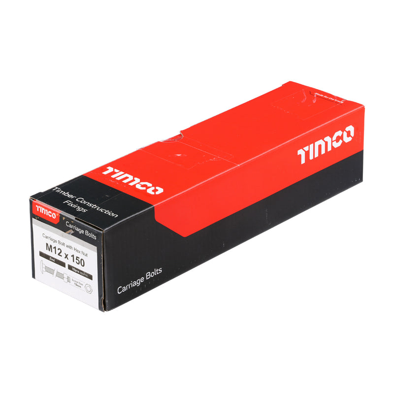 Timco | M12 x 150 Carriage Bolt & Hex Nut