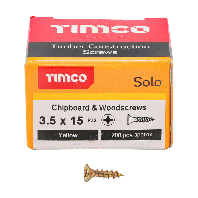 Timco | Solo Woodscrew PZ2 3.5 x 15