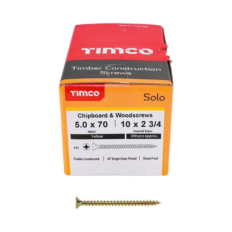 Timco | Solo Woodscrew PZ2 5.0 x 70