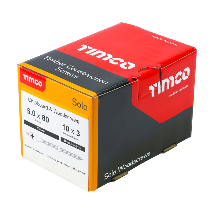 Timco | Solo Woodscrew PZ2 5.0 x 80