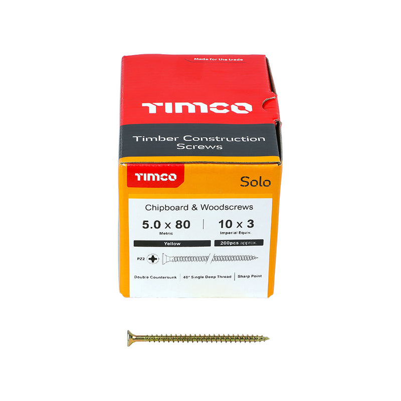 Timco | Solo Woodscrew PZ2 5.0 x 80