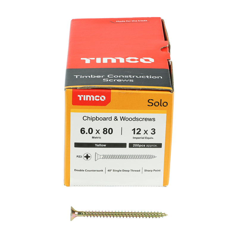 Timco | Solo Woodscrew PZ2 6.0 x 80