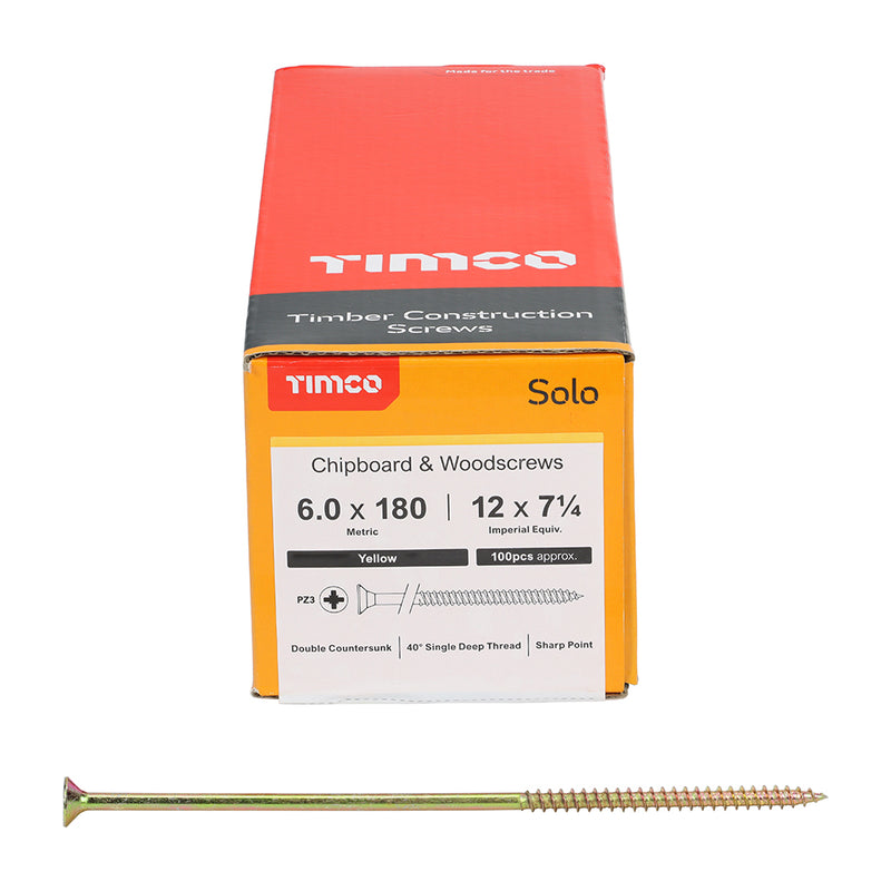 Timco | Solo Woodscrew PZ2 6.0 x 180