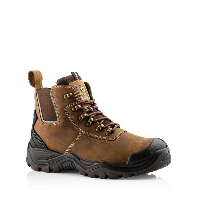 Buckbootz Hybridz Buckshot S3 Brown Waterproof Safety Lace/Dealer Boot HYB2BR