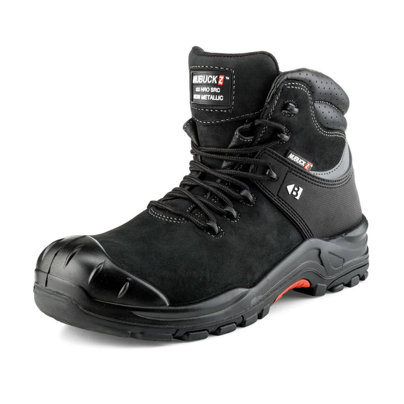 Buckbootz Nubuckz Black Safety Lace Boot NKZ102BLK