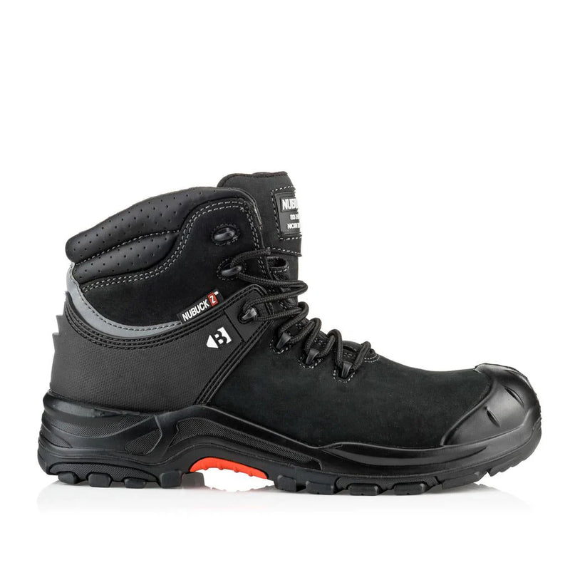 Buckbootz Nubuckz Black Safety Lace Boot NKZ102BLK
