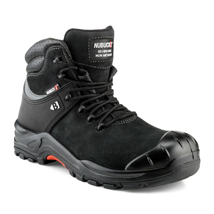 Buckbootz Nubuckz Black Safety Lace Boot NKZ102BLK