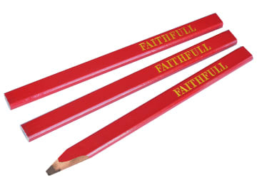 Faithfull | Carpenter's Pencils - Red / Medium (Pack 3)