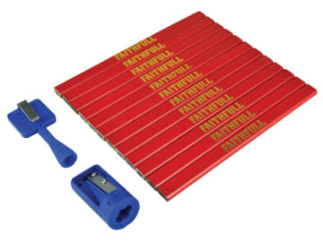 Faithfull | Carpenter's Pencil Kit Red / Medium (Pack 12)