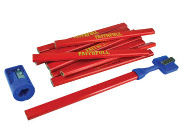Faithfull | Carpenter's Pencil Kit Red / Medium (Pack 12)