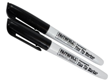 Faithfull | Fibre Tip Marker Pen Black (Pack 2)