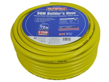 Faithfull | Heavy-Duty Reinforced Builder's Hose 50m 12.5mm (1/2in) Diameter