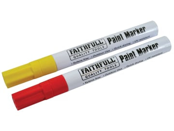 Faithfull | Paint Marker Pen Yellow & Red (Pack 2)