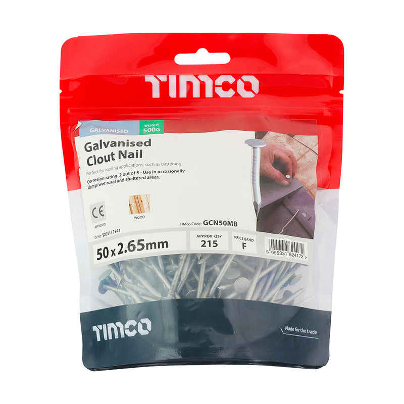 Timco | Clout Nails - Galvanised 50 x 2.65