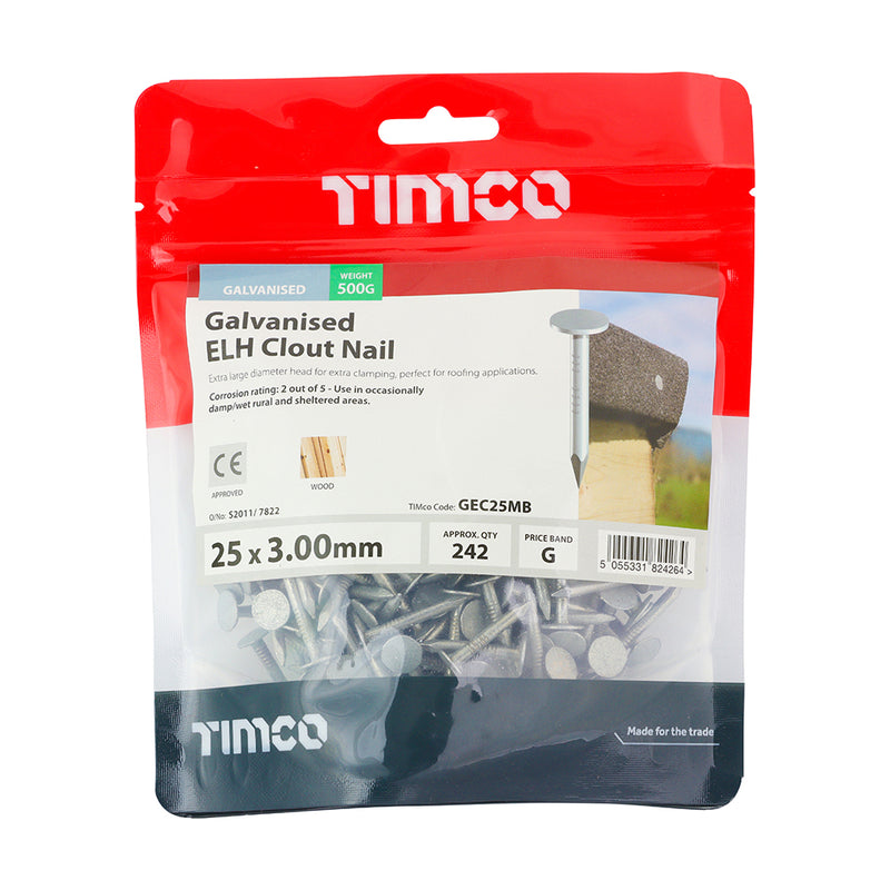 Timco | Galvanised Clout Nail ELH 25 x 3.0