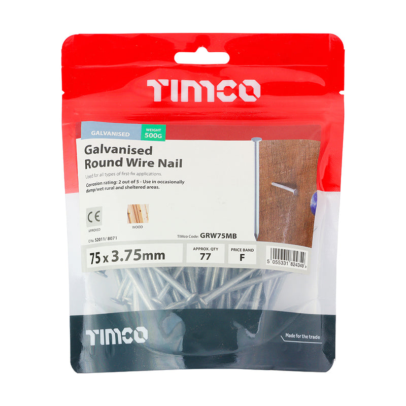 Timco | Round Wire Nail Galv 75 x 3.75