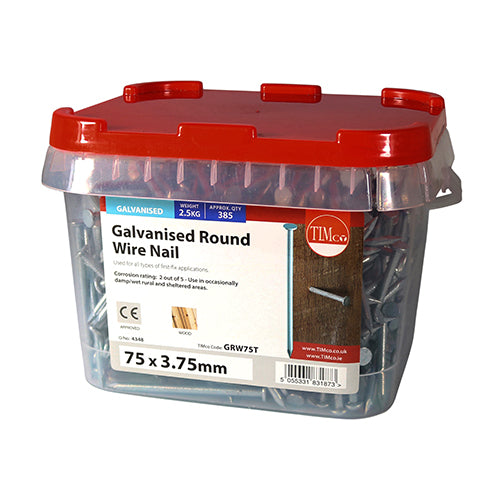 Timco | Galvanised Round Wire Nail 75 x 3.75