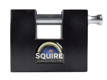 Black Squire padlock on a white background