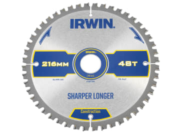 Irwin | Construction Mitre Circular Saw Blade 216 x 30mm x 48T ATB/Neg
