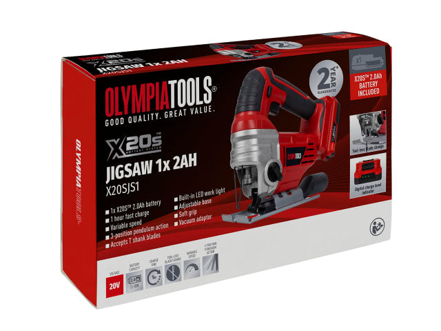 Olympia Tools | X20S Jigsaw 20v with 1 x 2.0ah Li-ion Battery