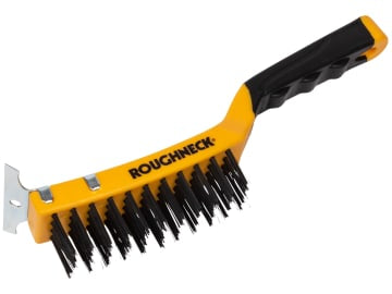 Roughneck | Carbon Steel Wire Brush Soft Grip with Scraper 300mm (12in) - 4 Row