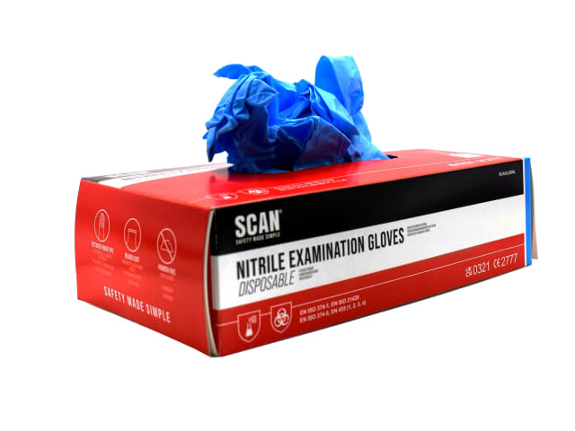 Scan | Blue Nitrile Disposable Gloves Large (100 Pack)