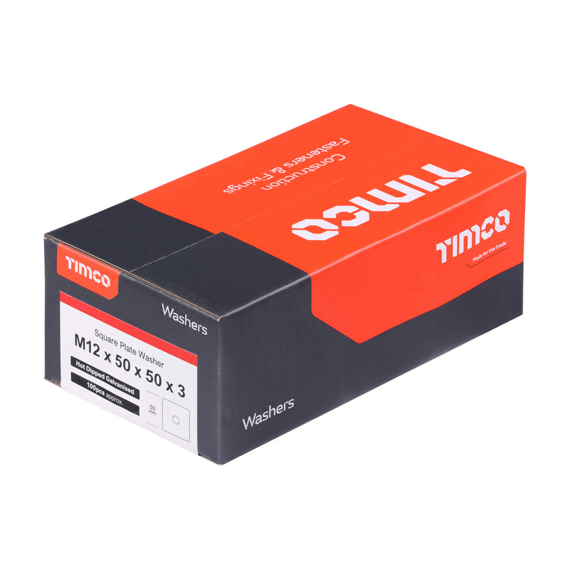 Timco | M12 x 50 x 50 x 3 Square Plate Washer