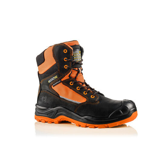 Buckbootz Buckz Viz 360° High Visibility, Orange/Black, Metal Free, Waterproof, Safety Lace/Zip Boots