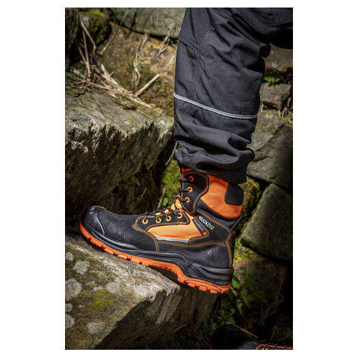 Buckbootz Buckz Viz 360° High Visibility, Orange/Black, Metal Free, Waterproof, Safety Lace/Zip Boots