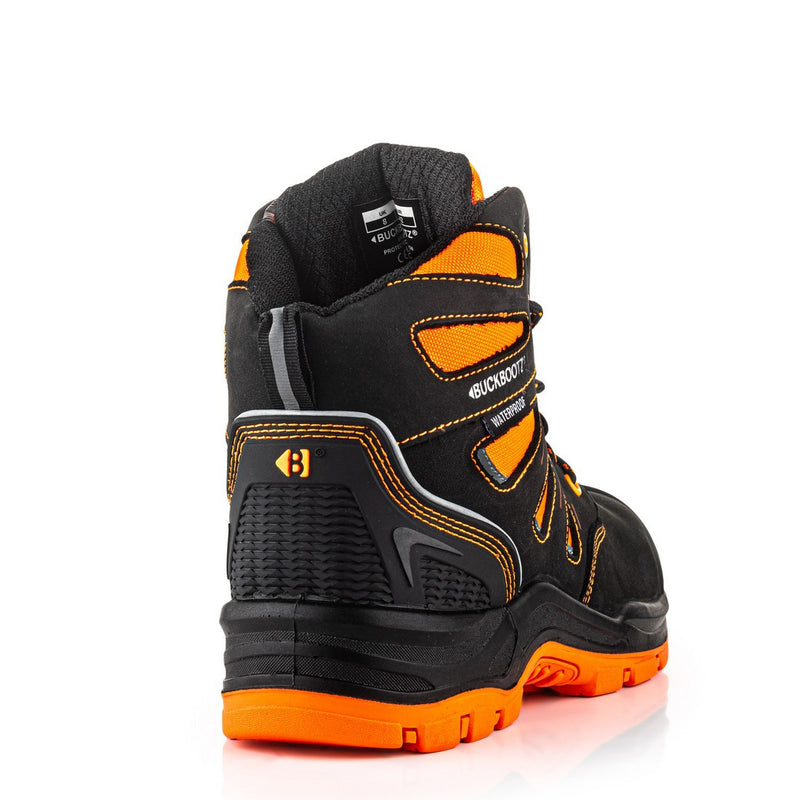 Buckbootz Buckz Viz 360° High Visibility, Orange/Black, Metal Free, Waterproof, Safety Lace Boots