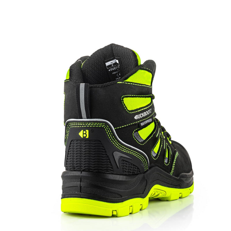 BVIZ2 Buckbootz Buckz Viz 360° High Visibility, Yellow/Black, Metal Free, Waterproof, Safety Lace Boots