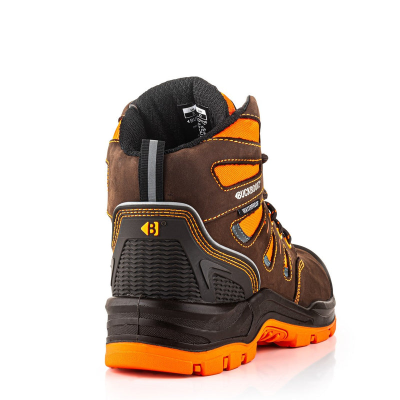 Buckbootz Buckz Viz 360° High Visibility, Orange/Brown, Metal Free, Waterproof, Safety Lace Boots
