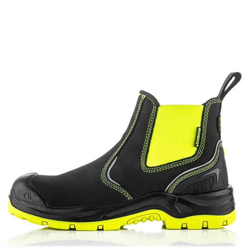 Buckbootz Buckz Viz 360° High Visibility, Yellow/Black, Waterproof, Metal Free, Safety Dealer Boot