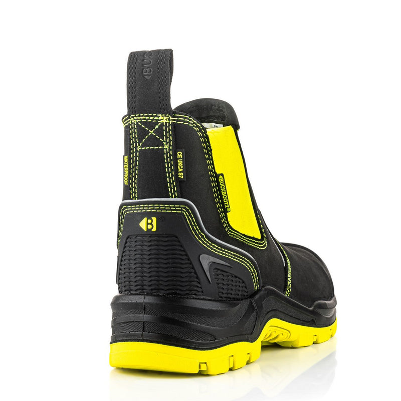 Buckbootz Buckz Viz 360° High Visibility, Yellow/Black, Waterproof, Metal Free, Safety Dealer Boot