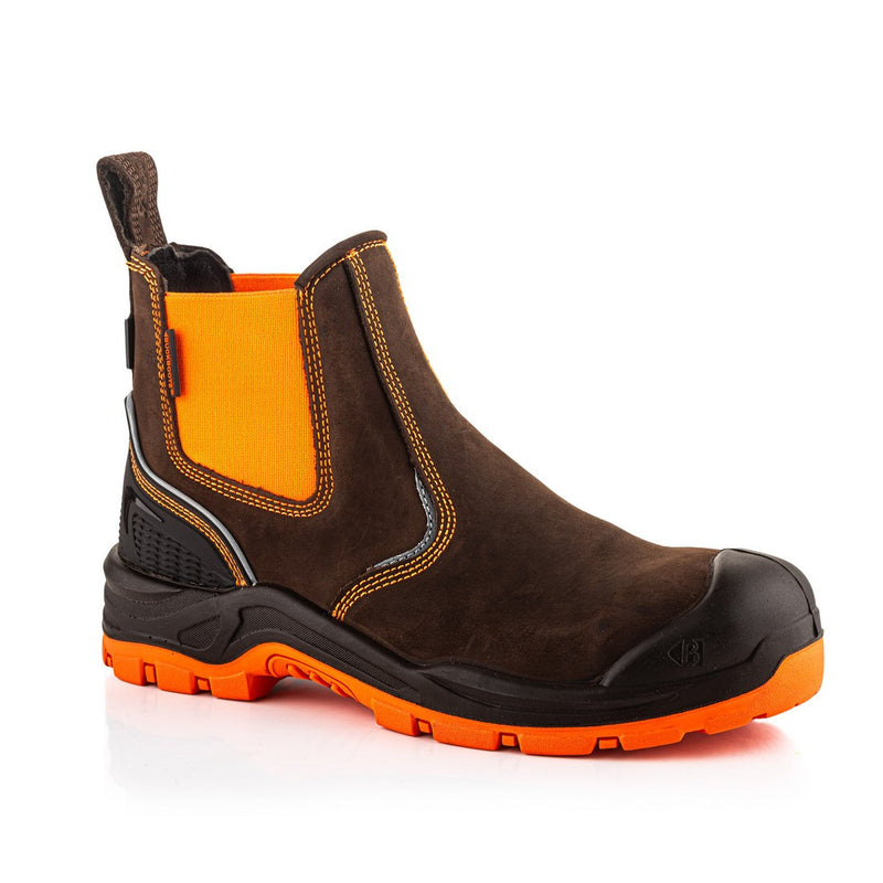 Buckbootz Buckz Viz 360° High Visibility, Brown/Orange, Metal Free, Waterproof, Safety Dealer Boot