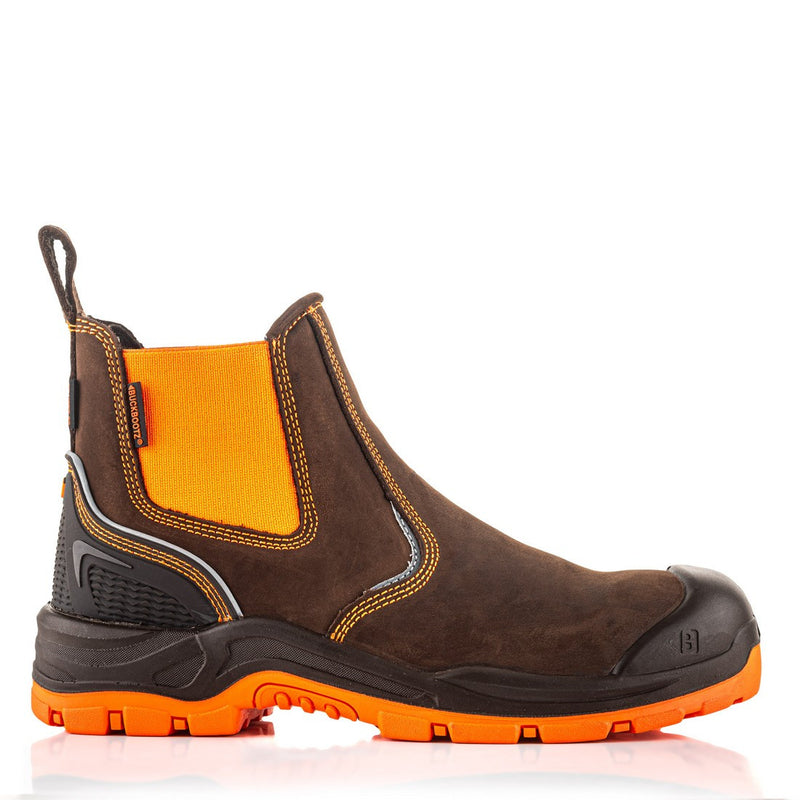 Buckbootz Buckz Viz 360° High Visibility, Brown/Orange, Metal Free, Waterproof, Safety Dealer Boot