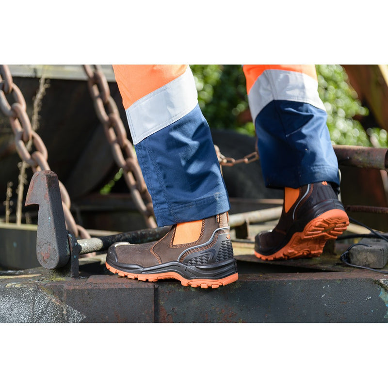 Buckbootz Buckz Viz 360° High Visibility, Brown/Orange, Metal Free, Waterproof, Safety Dealer Boot