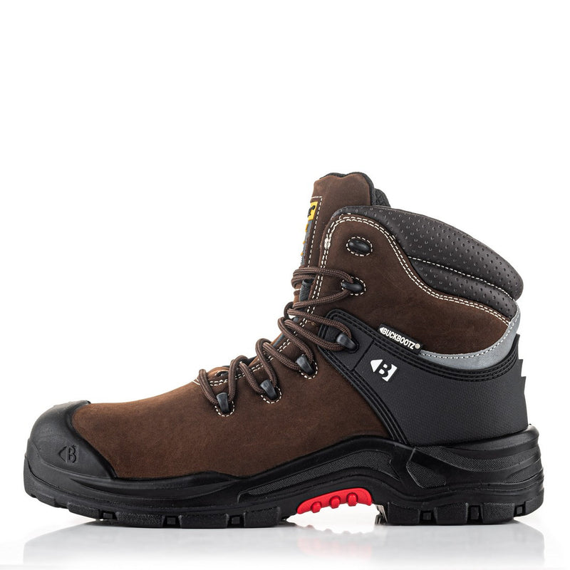 Buckbootz Nubuckz Brown Safety Lace Boot NKZ102BRN