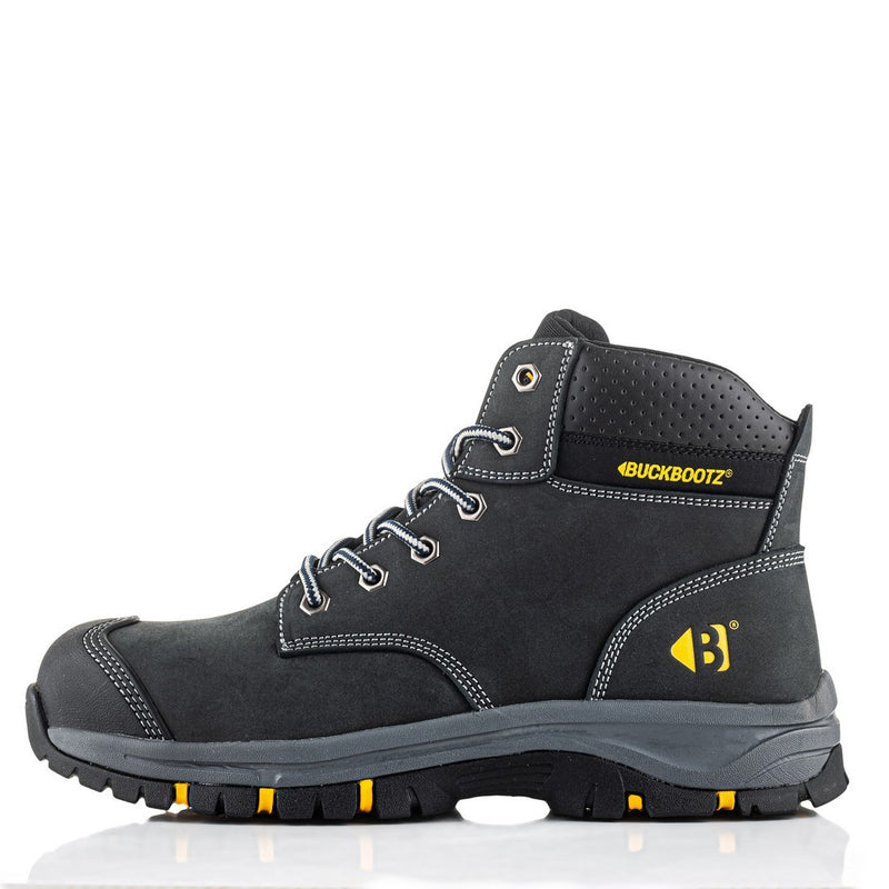 BUCKBOOTZ Wizardz® Leather Safety Lace Boot Black