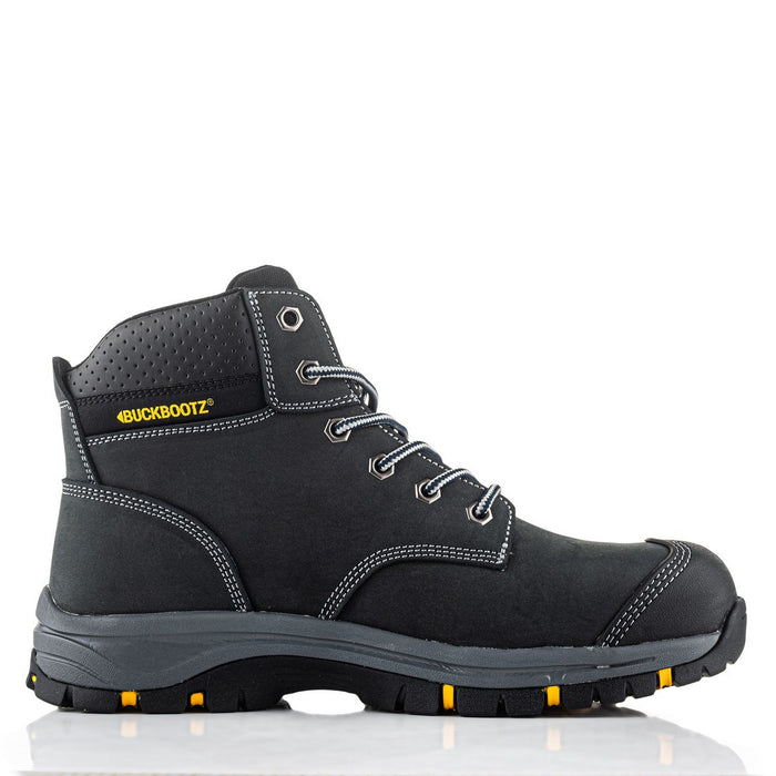 BUCKBOOTZ Wizardz® Leather Safety Lace Boot Black