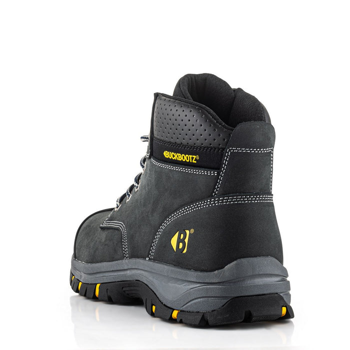 BUCKBOOTZ Wizardz® Leather Safety Lace Boot Black