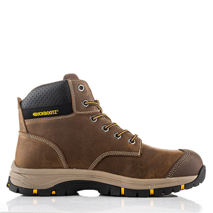 BUCKBOOTZ Wizardz® Leather Safety Lace Boot Brown