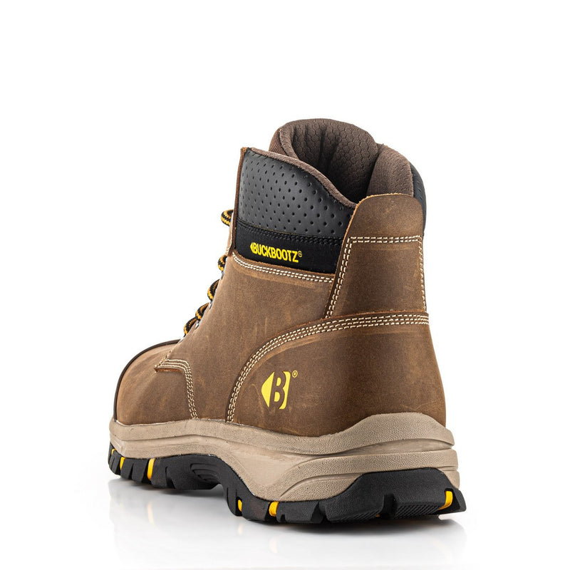 BUCKBOOTZ Wizardz® Leather Safety Lace Boot Brown